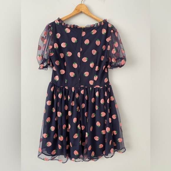 Unique Vintage Smak Parlour Strawberry Print Woodstock Flare Dress Size XL - Picture 5 of 14